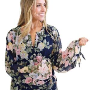 Show Me Your Mumu |  Navy Floral Hippy Dippy Party Blossom Top Blouse Size XS